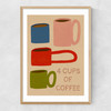 4 Cups Of Coffee Narrow Oak Frame