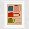 4 Cups Of Coffee Wide White Frame