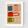 4 Cups Of Coffee Medium White Frame
