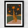 Night Time Dog Wide Black Frame