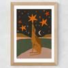 Night Time Dog Wide Oak Frame