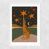 Night Time Dog Narrow White Frame
