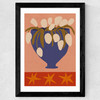 Blue Vase, White Flowers Wide Black Frame