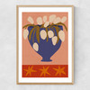 Blue Vase, White Flowers Narrow Oak Frame
