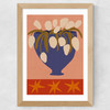 Blue Vase, White Flowers Wide Oak Frame