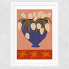 Blue Vase, White Flowers Wide White Frame