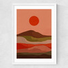 Red Sun Medium White Frame
