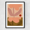 Two Pink Flowers Narrow Black Frame