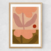 Two Pink Flowers Medium Oak Frame