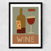 Mid-Century Wine Medium Black Frame