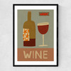 Mid-Century Wine Narrow Black Frame