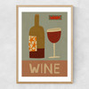 Mid-Century Wine Narrow Oak Frame