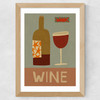 Mid-Century Wine Wide Oak Frame