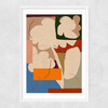 Abstract Flower Narrow White Frame