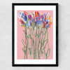 Pink Flowers Medium Black Frame