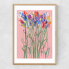 Pink Flowers Narrow Oak Frame