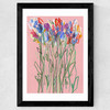 Pink Flowers Wide Black Frame