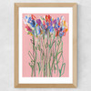 Pink Flowers Wide Oak Frame