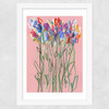 Pink Flowers Wide White Frame