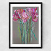 Grey Flowers Medium Black Frame