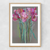 Grey Flowers Narrow Oak Frame