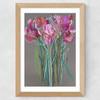Grey Flowers Wide Oak Frame