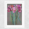 Grey Flowers Wide White Frame