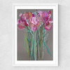 Grey Flowers Medium White Frame