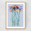 Morning Blue Flowers Narrow Oak Frame