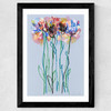 Morning Blue Flowers Wide Black Frame