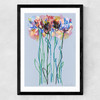 Morning Blue Flowers Medium Black Frame