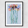 Morning Blue Flowers Narrow Black Frame