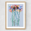 Morning Blue Flowers Medium Oak Frame