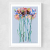 Morning Blue Flowers Medium White Frame