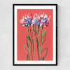 Coral Flowers Narrow Black Frame