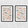 Floating Sripes Diptych Narrow Black Frame