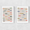 Floating Sripes Diptych Narrow White Frame