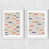 Floating Sripes Diptych Wide White Frame