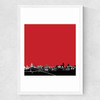 London Skyline (Red) Medium White Frame