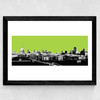 London Skyline (green) Wide Black Frame