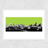 London Skyline (green) Narrow White Frame