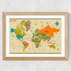 World Map by Jazzberry Blue Wide Oak Frame