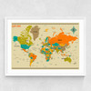 World Map by Jazzberry Blue Medium White Frame