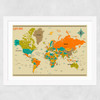 World Map by Jazzberry Blue Wide White Frame