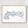 Thames Map Narrow Oak Frame