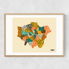 London Boroughs by Jazzberry Blue Narrow Oak Frame