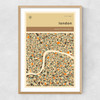 London Streetguide by Jazzberry Blue Narrow Oak Frame