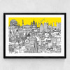 London Jungle Art Print Medium Black Frame