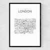 City Map London Narrow Black Frame
