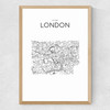 City Map London Medium Oak Frame